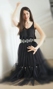 Tulle skirt with pearls