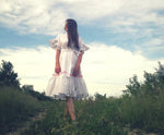 Load image into Gallery viewer, White cotton dress with red Romanian motif
